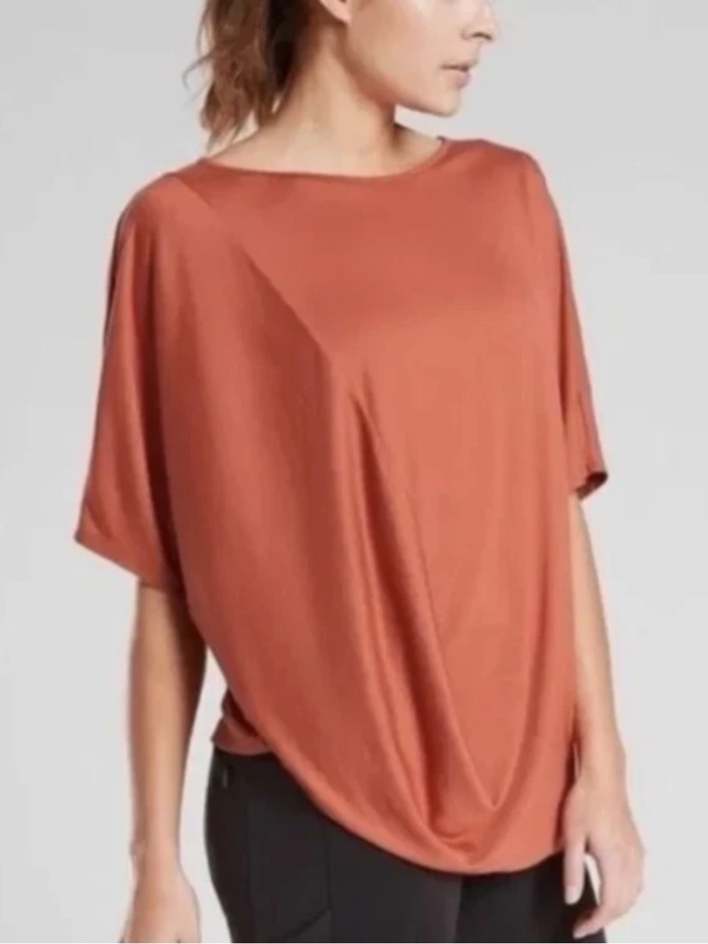 Athleta Sz L Dolman Sleeve Athleisure Travel Casual Pump Cover Gym Tee Orange